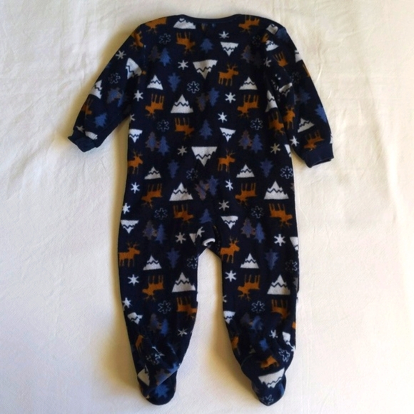 joe fresh winter woodland fleece zipper footie sleeper pajamas 6-12 months baby - Picture 6 of 6